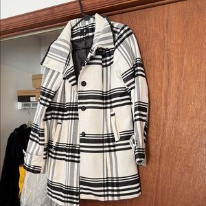 Kohl's Black and White Plaid Pea Coat
